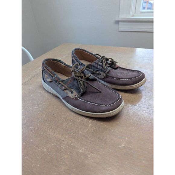 Sperry Top Sider‎ 2 Eye Bluefish Boat Shoes Plaid/Wool Women’s Size 8.5 leather - Picture 1 of 7